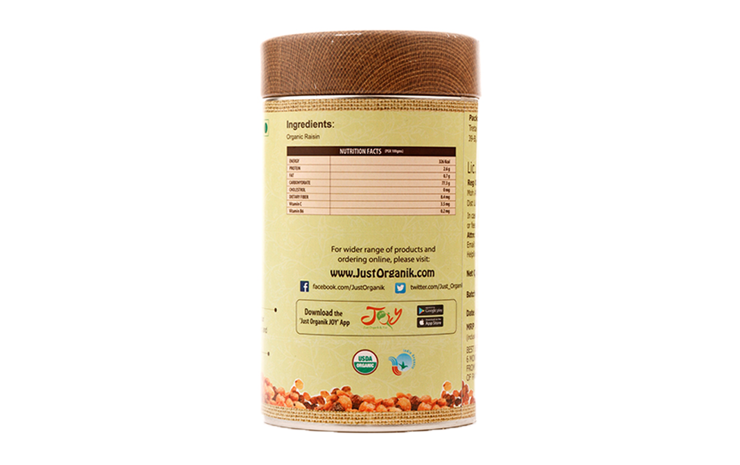 Just Organik Organic Raisin    Tin  250 grams
